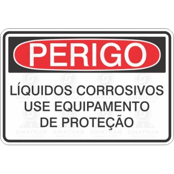 Líquidos corrosivos, use equipamentos de proteção